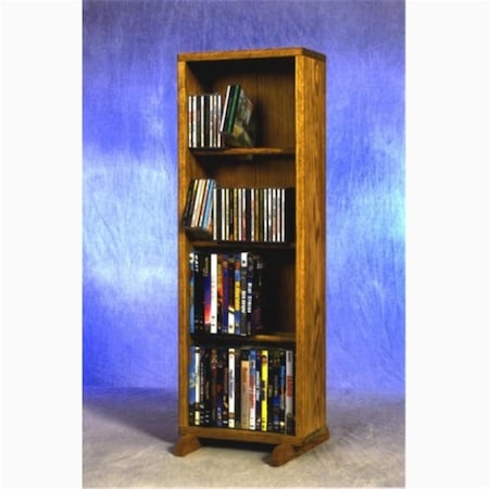 Wood Shed Solid Oak 4 Row Dowel CD-DVD Cabinet Tower 415-12 Combo